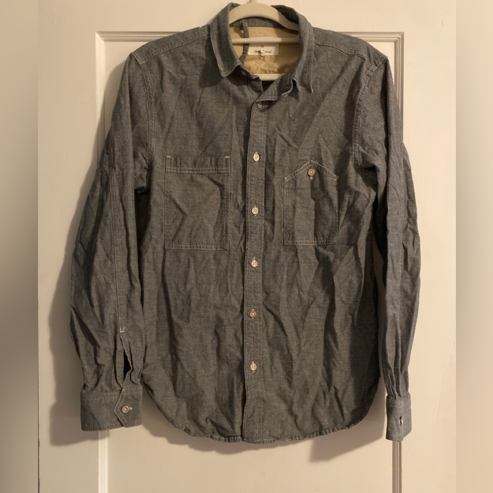 rag & bone Button-Down Shirt Charcoal Tone on Tone Size Medium